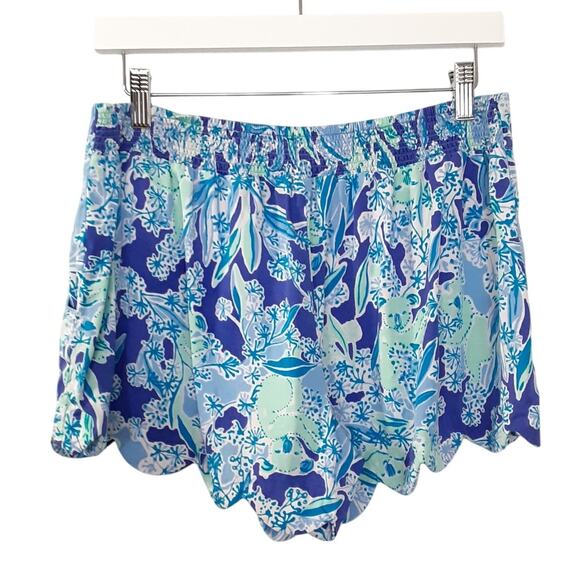 Lilly Pulitzer Dahlia Scallop Hem Shorts Womens L Royal Purple Koalafications - Picture 2 of 11